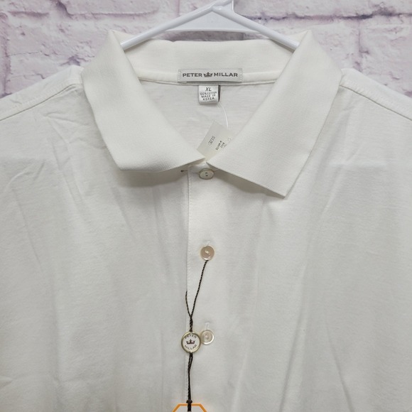 NEW Peter Millar White Polo Shirt Mens Size XL Golf Casual Resortwear Travel - Picture 2 of 9